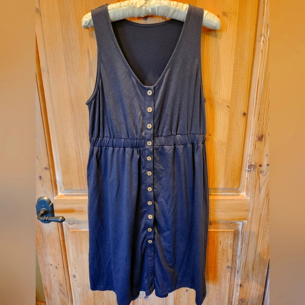 Womens sleeveless button front midi dress L